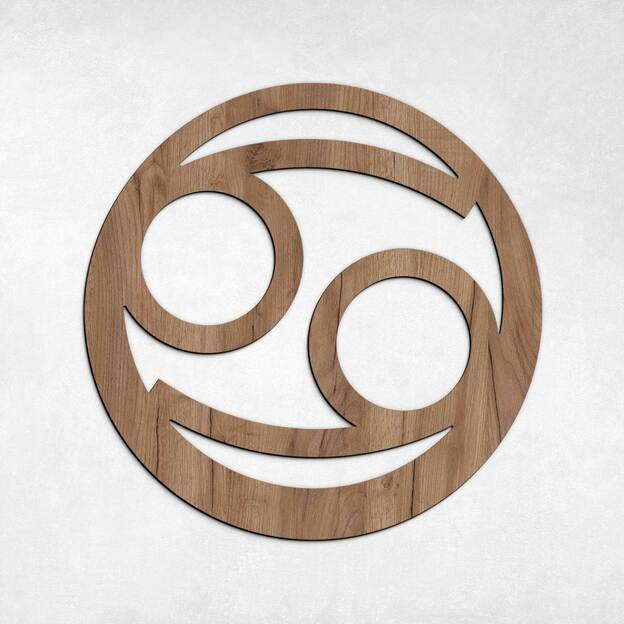 Wooden Symbol on the Wall - Zodiac Sign Cancer