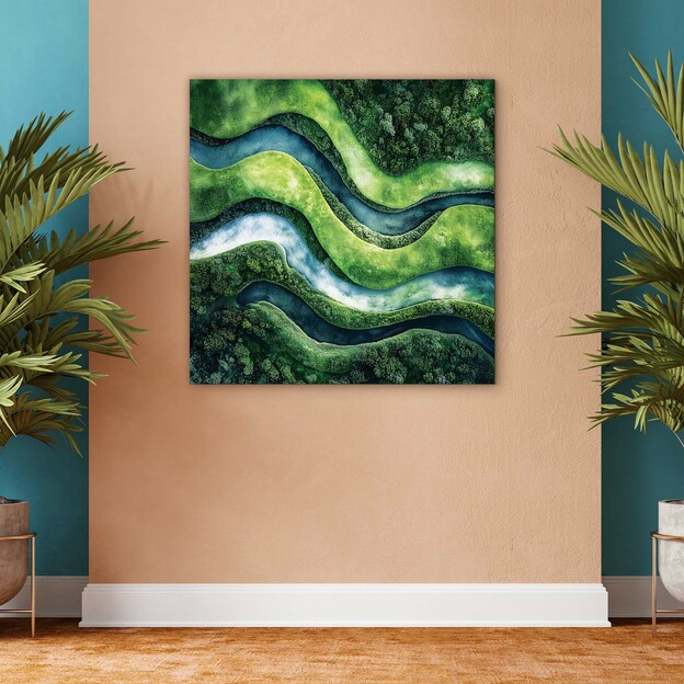 Abstract Wood Wall Art - Moss Waves