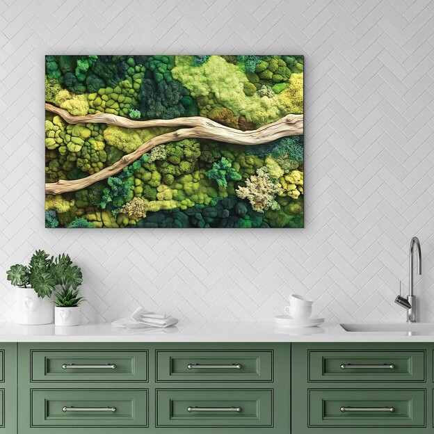 Moss Wall Art Imitation - Forest Branch