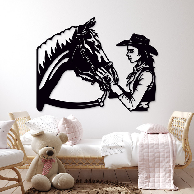 Girl with Horse - Wooden Wall Art