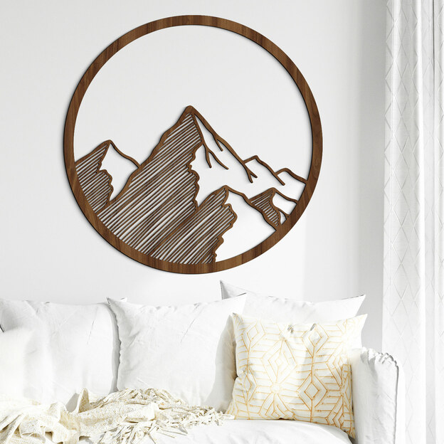 Minimalist Cut-Out Wall Art - Mountains in a Circle
