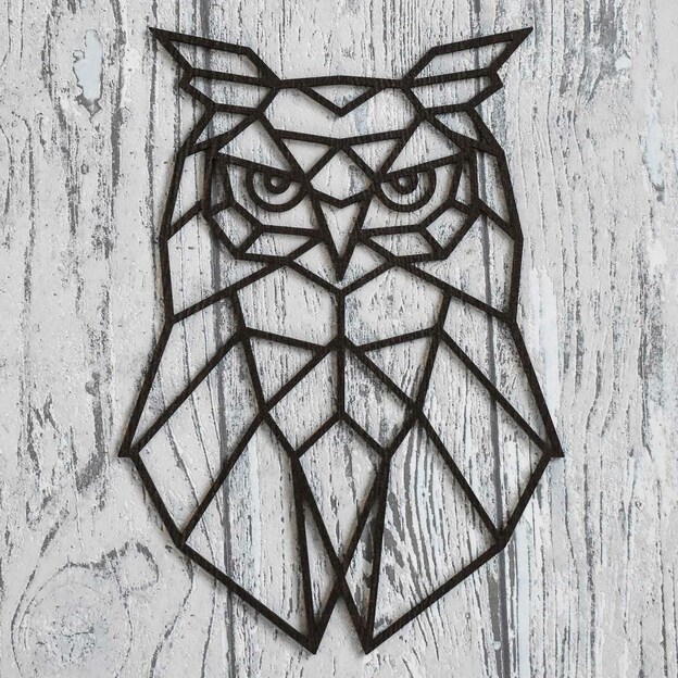 Wooden Wall Art - Polygonal Owl