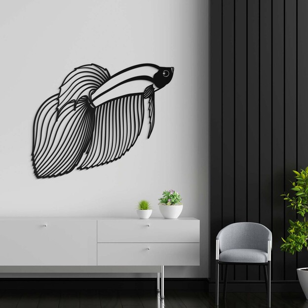 Wooden Wall Art of Aquarium Fish - Betta