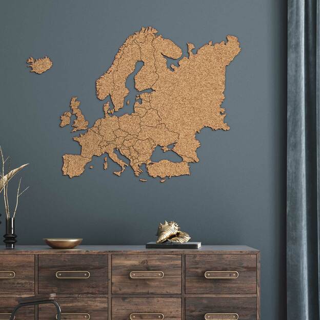 Cork Map of Europe with State Borders