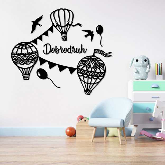 Sticker for Children's Room with Custom Text - 3 Balloons