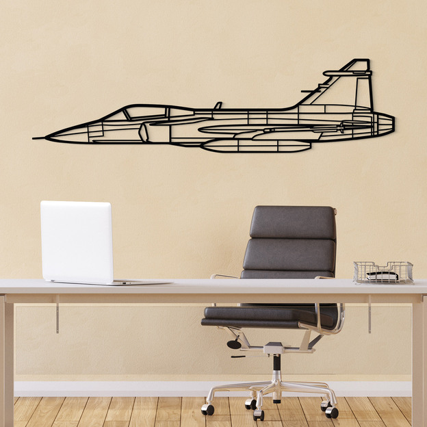 Wooden silhouette of a fighter jet - JAS 39 Gripen CD