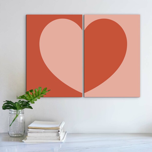 2-Piece Wooden Wall Art - Heart