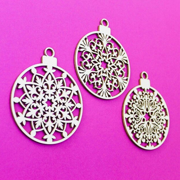 Christmas Balls - Set of 3 types, 2 pcs each (6pcs)