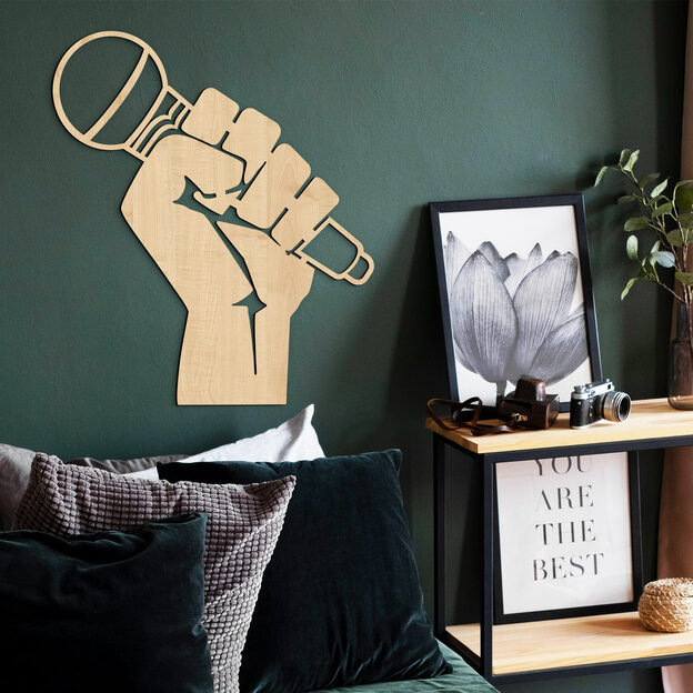 Wooden Wall Art - Microphone