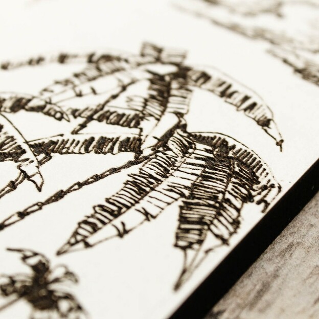 3D Wooden Engraved Wall Art - Beach with Palms