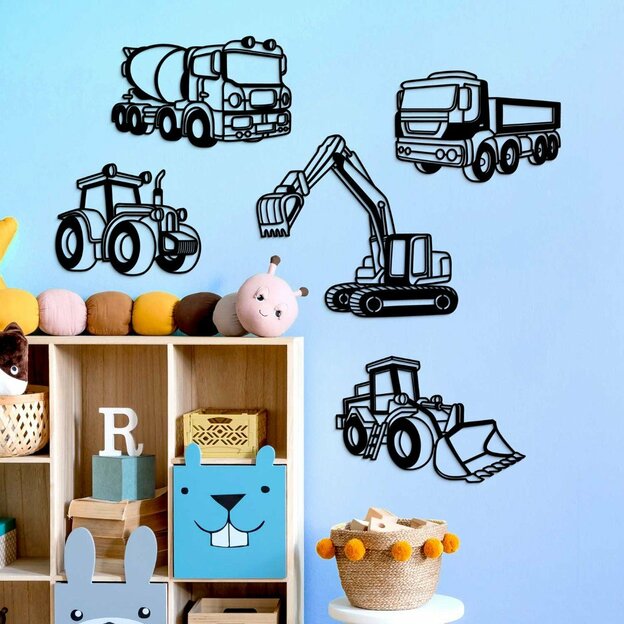 Wooden Sticker for Children's Room - Cars 5 pcs