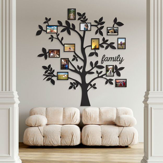 Wooden Family Tree Wall Art with Photo Frames