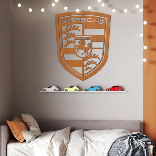 3D Wooden Logo - Porsche