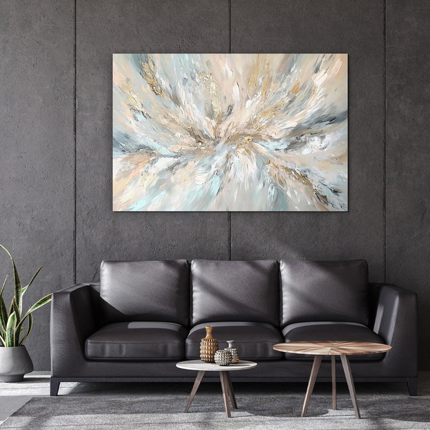 Abstract wooden painting - Golden whirl