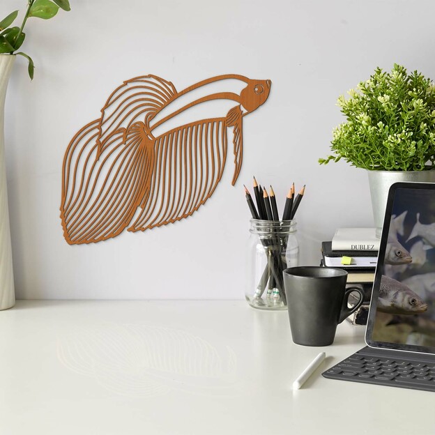 Wooden Wall Art of Aquarium Fish - Betta