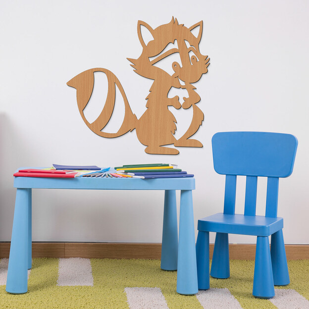Wooden Wall Art for Children's Room - Raccoon