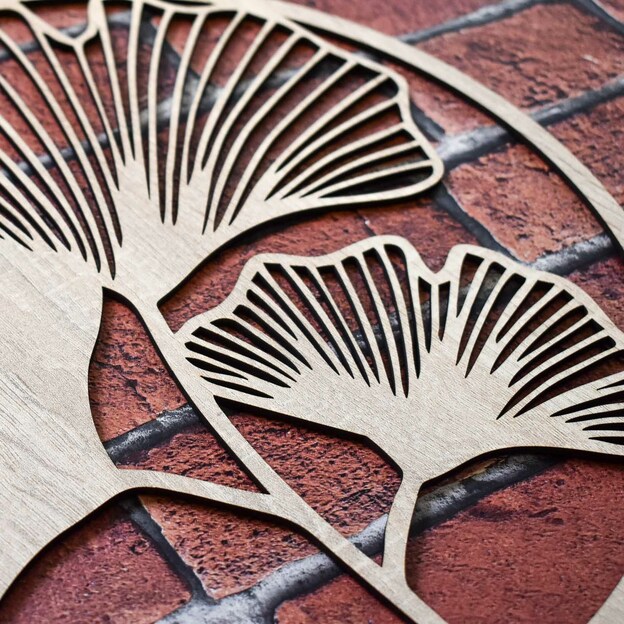 3-part Wooden Decoration - Ginkgo