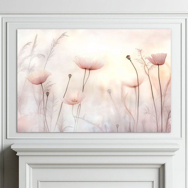 Wooden Wall Art for Bedroom - Pink Poppies