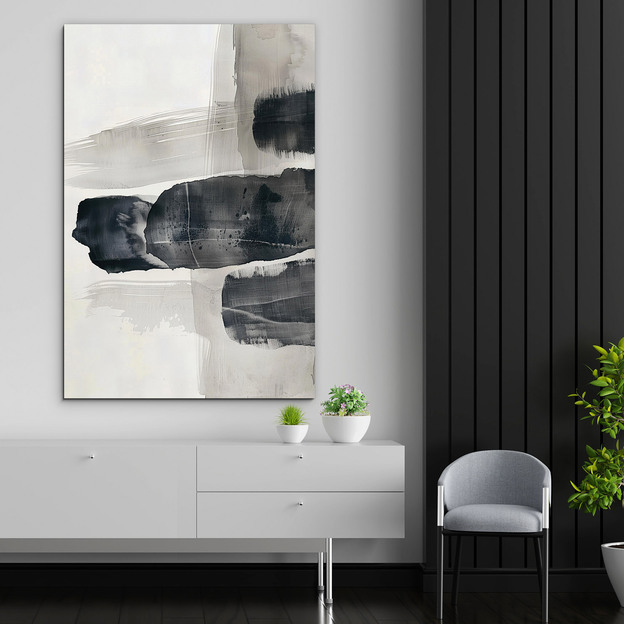 Abstract painting on wood - Ink balance