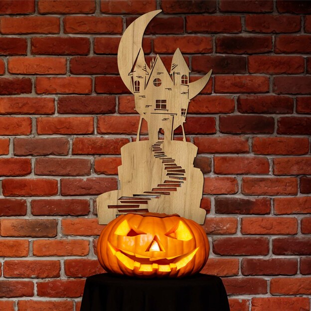 Wooden Halloween Decoration - Haunted House