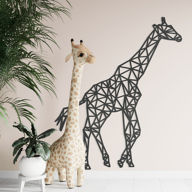Wooden Wall Art - Polygonal Giraffe