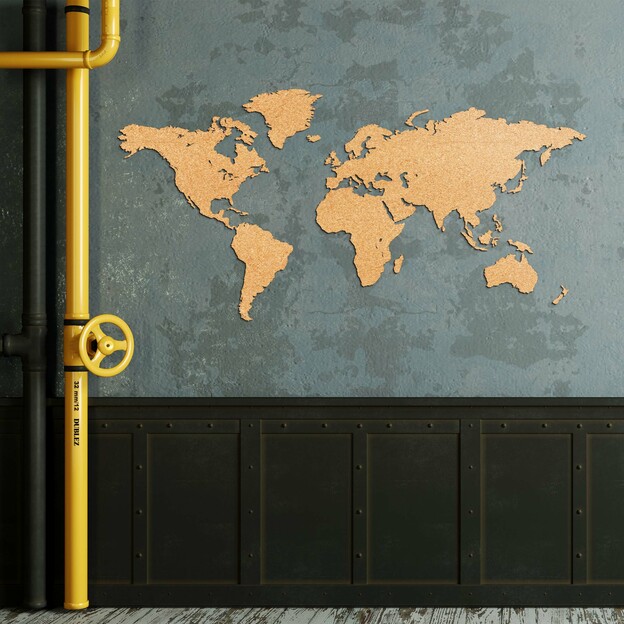 Cork World Map on the Wall