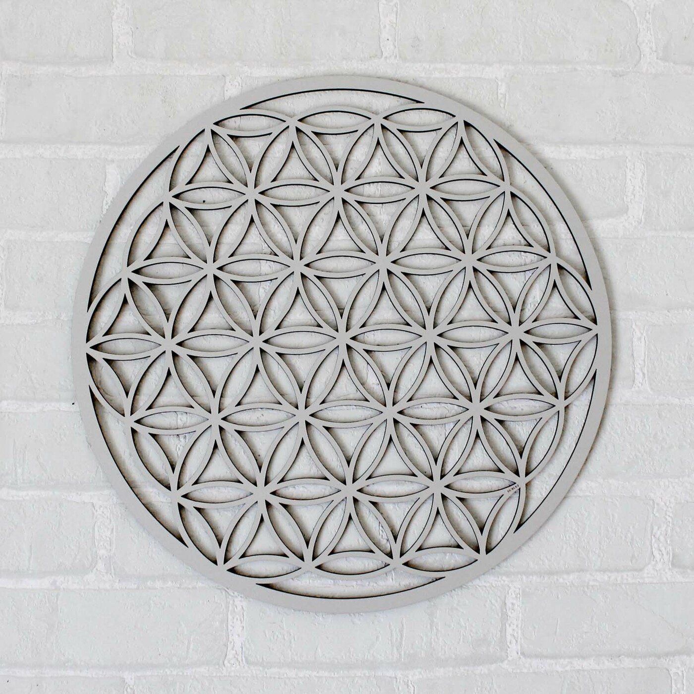 Wooden Sticker on the Wall - Flower of Life | Silver