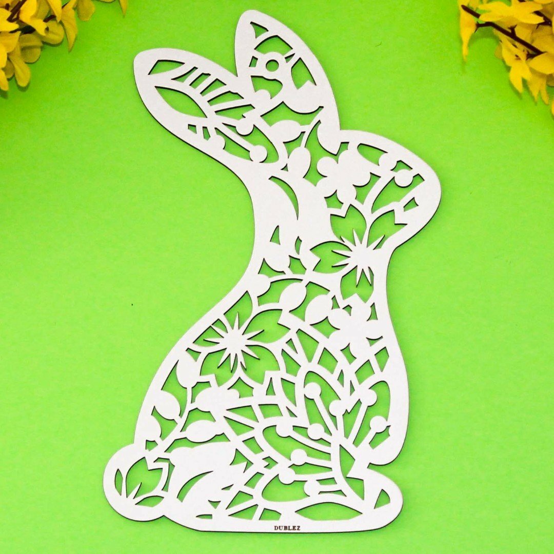 Easter Bunny - Wooden Decoration | White