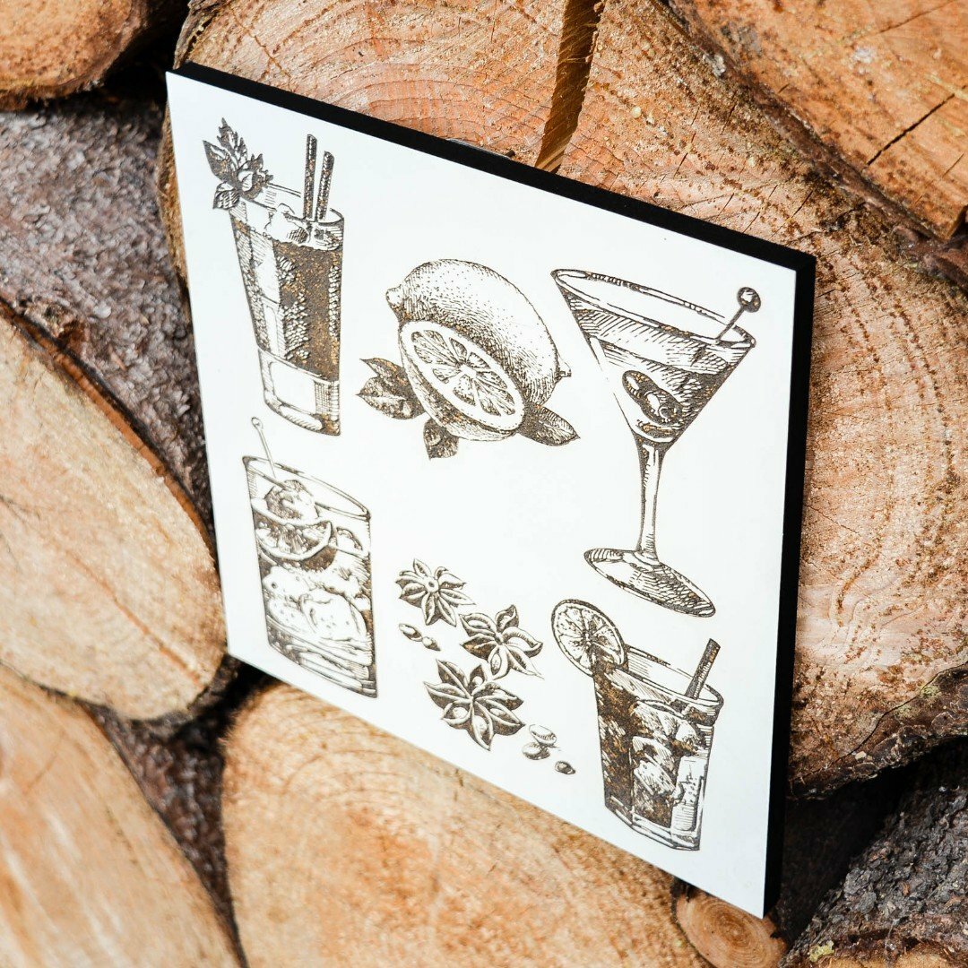 Affordable Wooden Picture for the Kitchen - Drinks | White