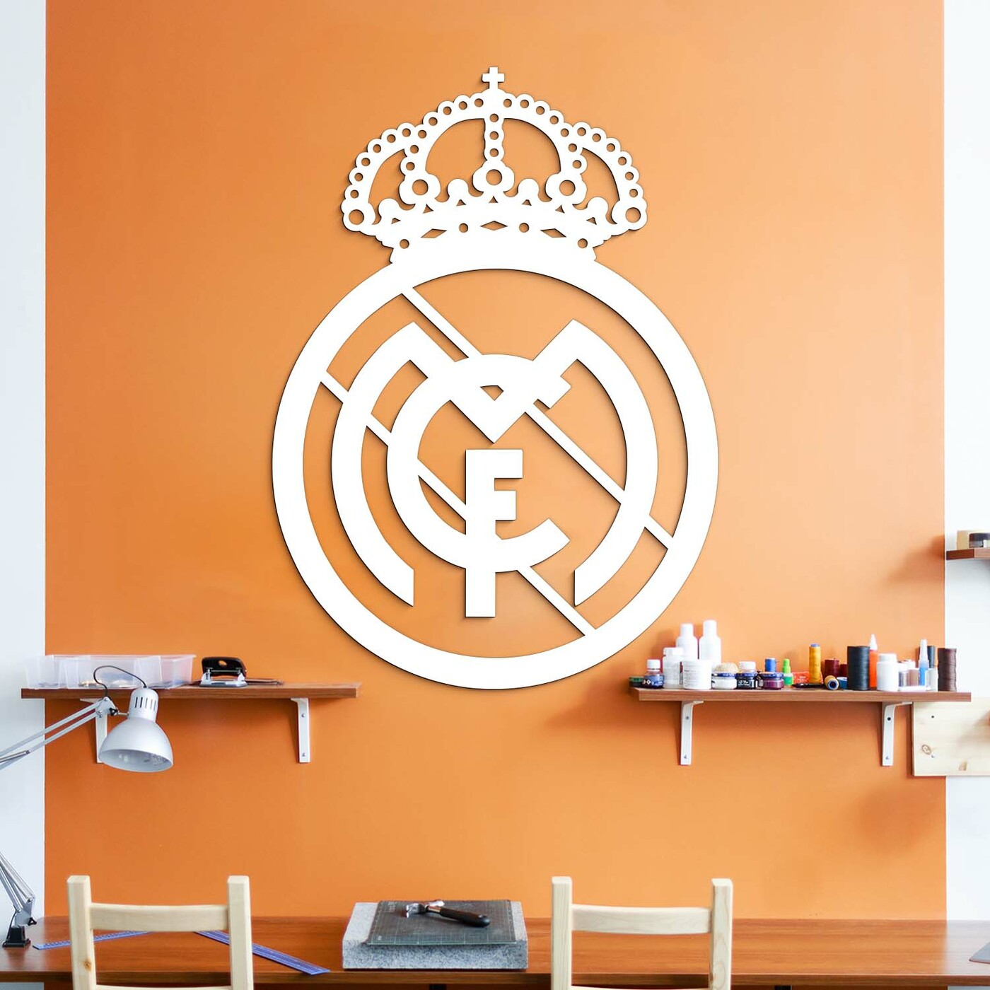 Wooden Wall Decoration - FC Real Madrid | White