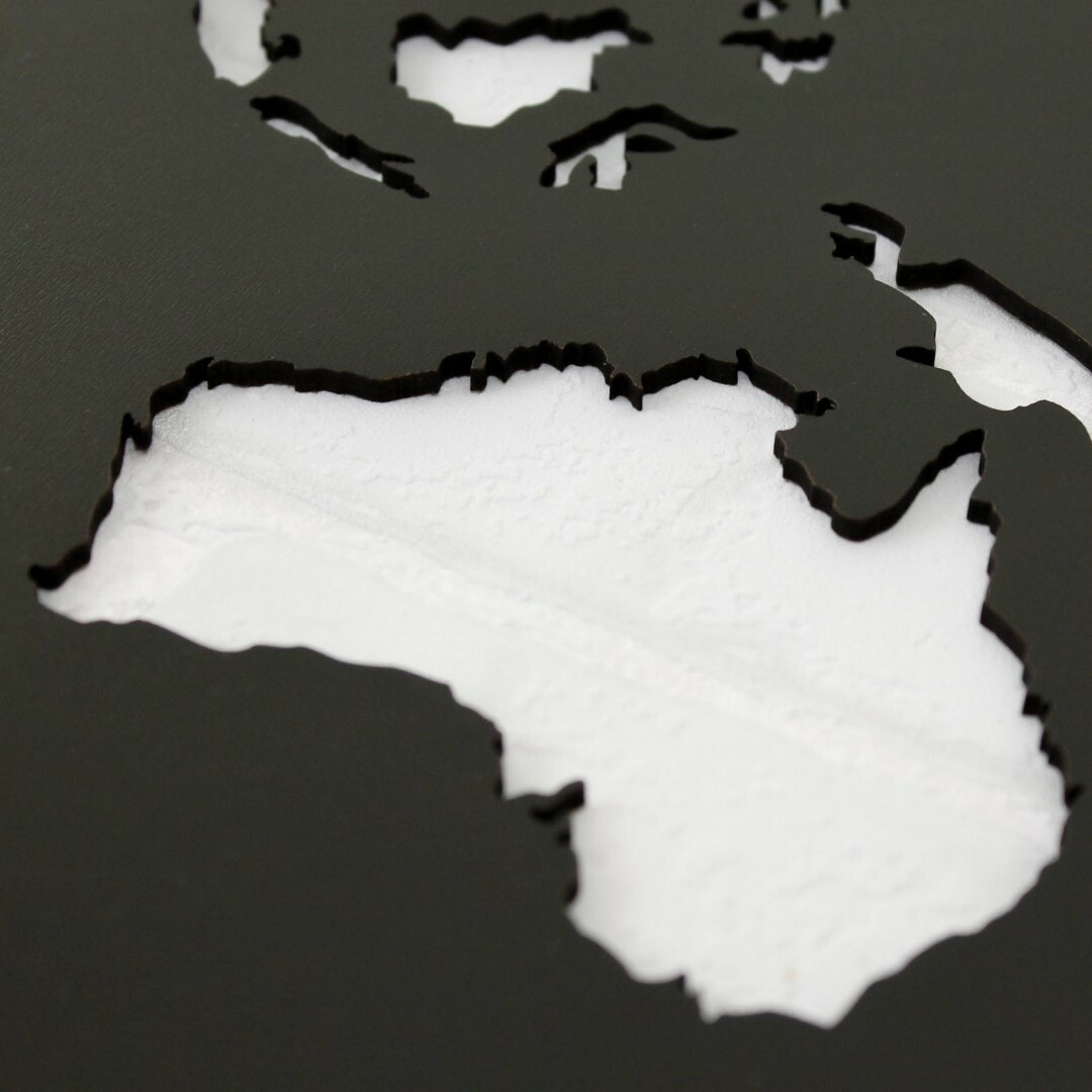 Wooden World Map on the Wall - Picture | Black