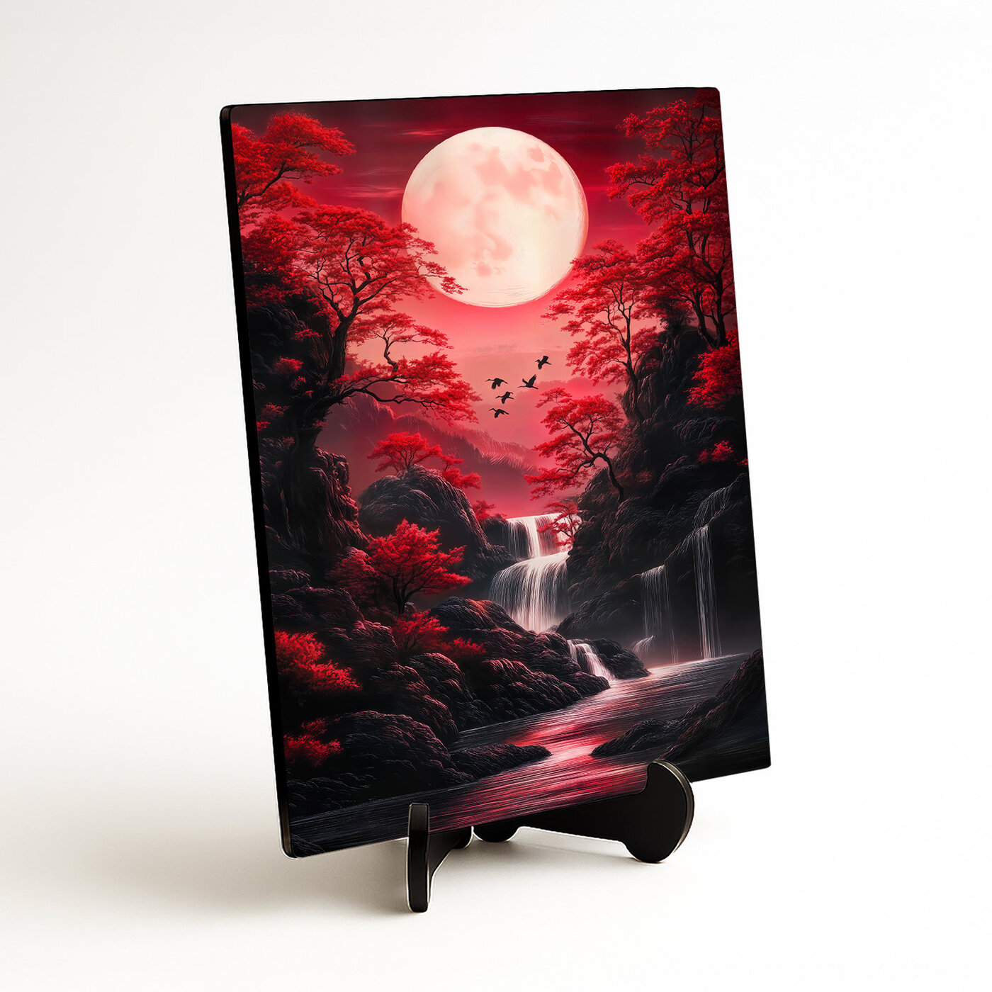 Japanese Wall Art - Red Moon
