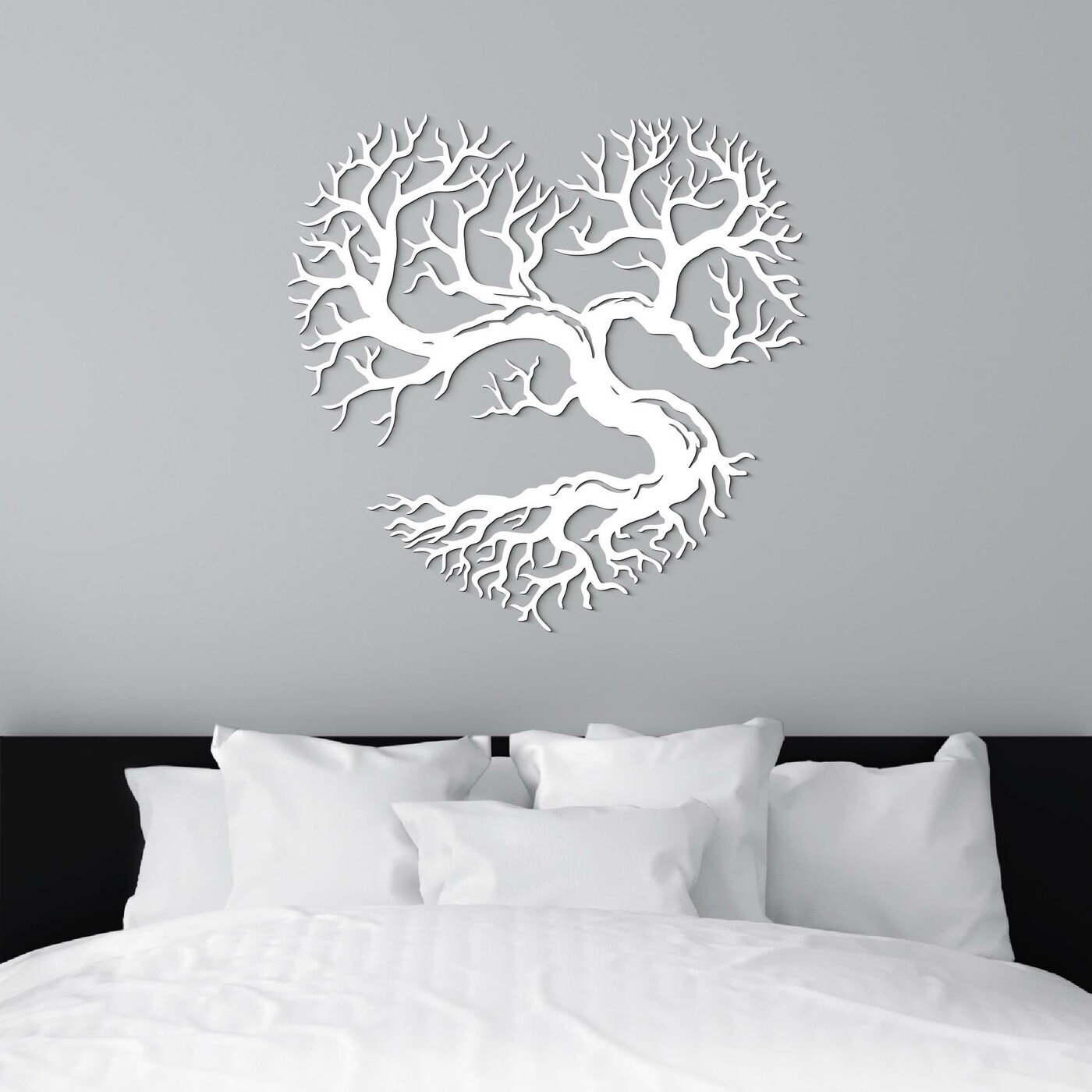 Wooden Picture of a Tree - Heart of Life | White