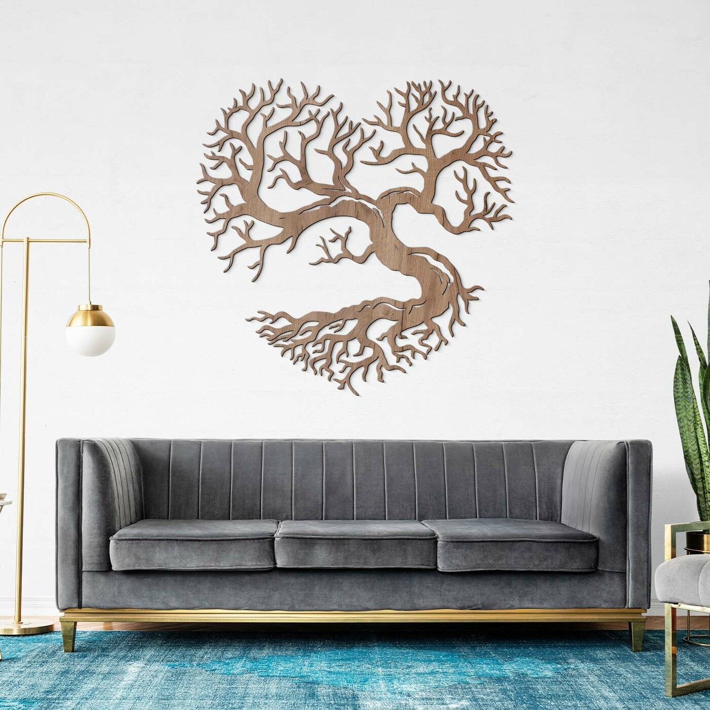 Wooden Picture of a Tree - Heart of Life | Tobacco Oak