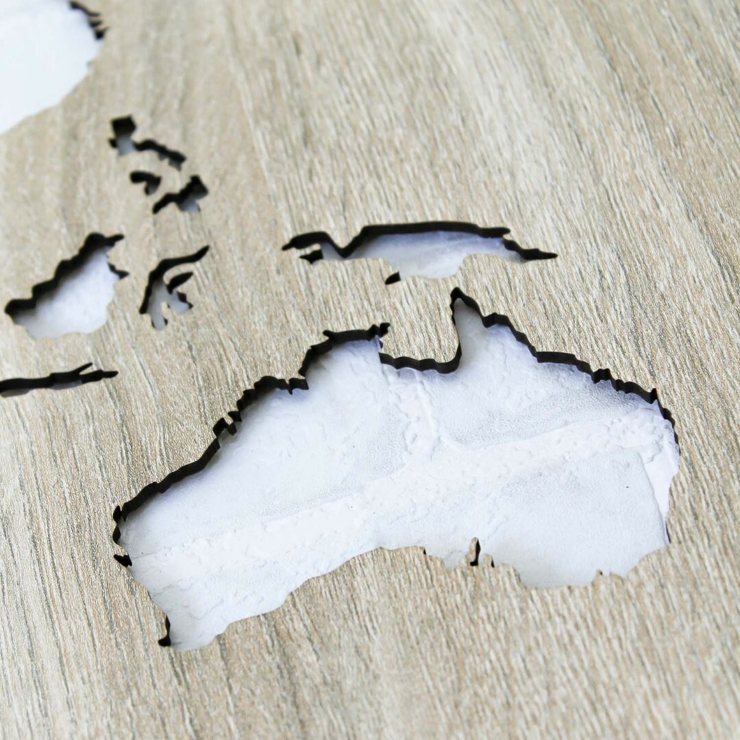 Wooden World Map on the Wall - Picture | Oak Sonoma