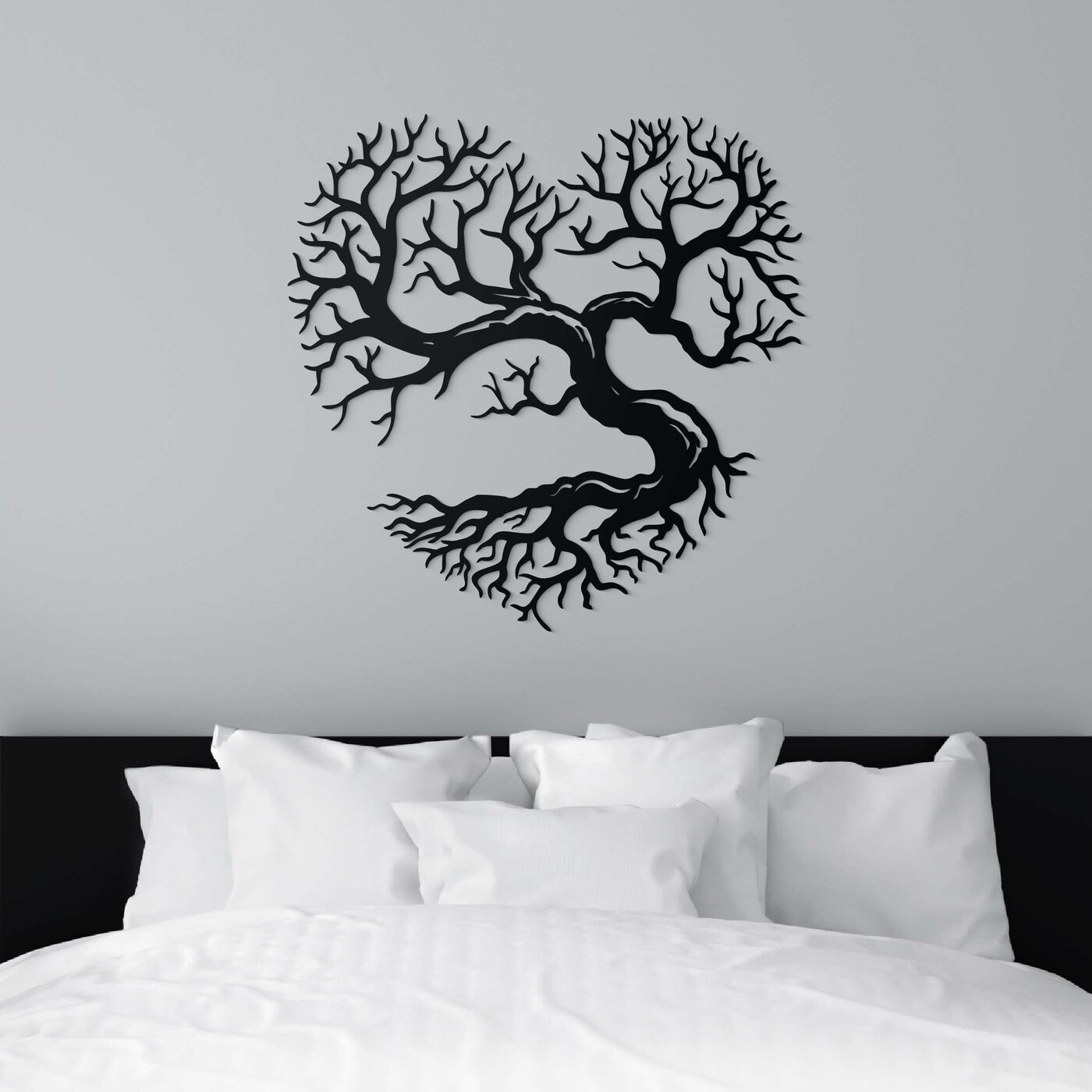 Wooden Picture of a Tree - Heart of Life | Black