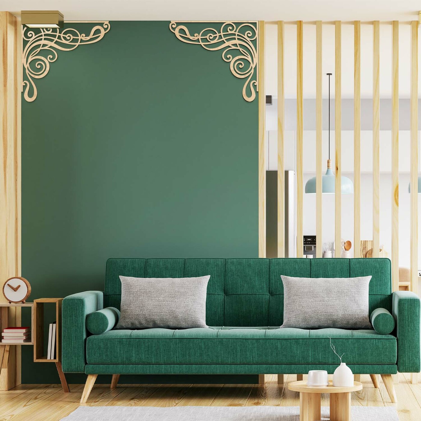 Wooden Corner Wall Ornament (2 pcs) | Maple