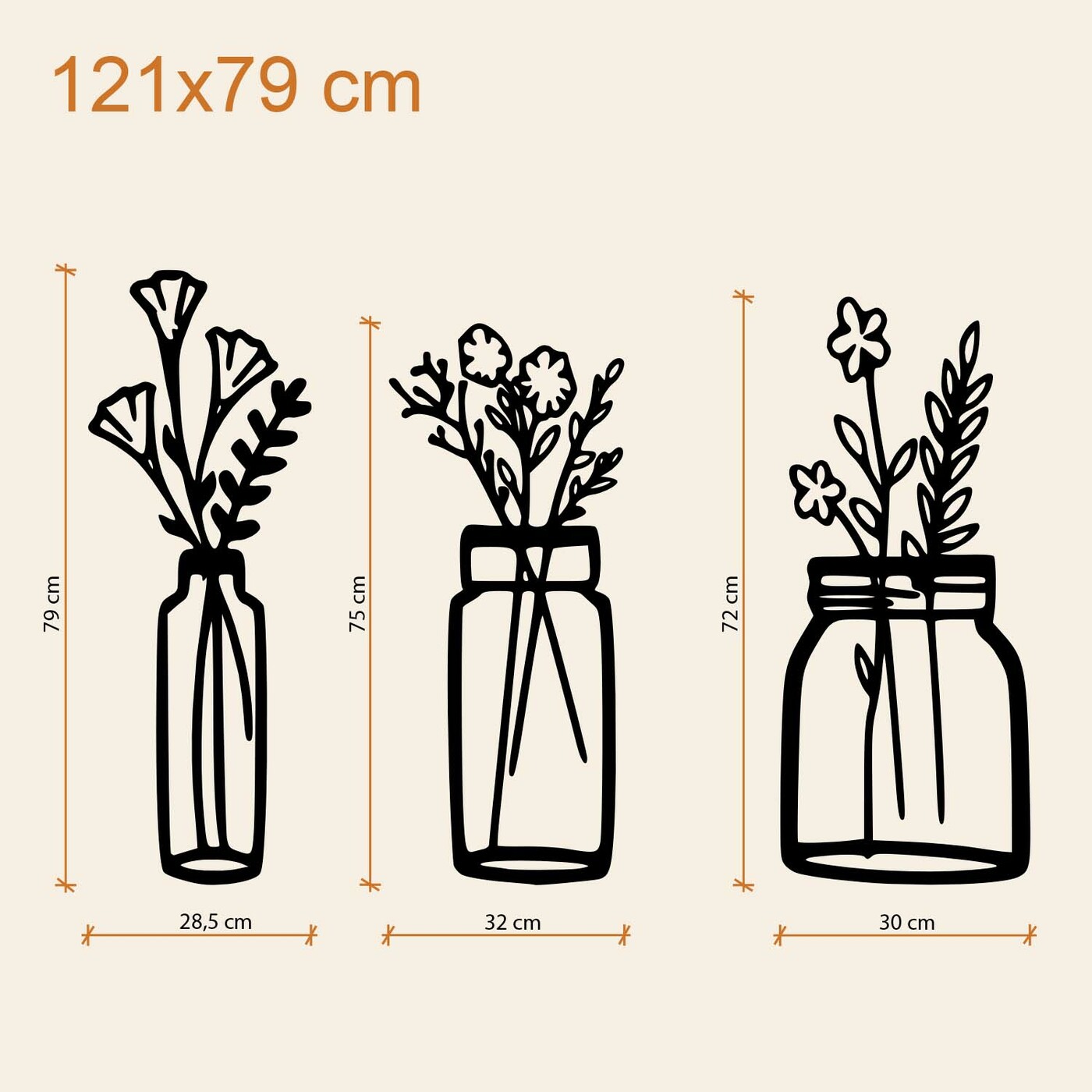 3D Wall Sticker Flowers | 121x79 cm