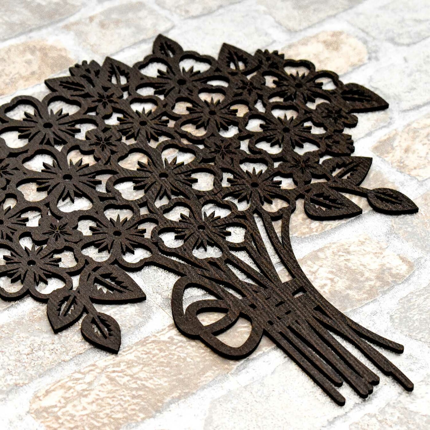 Decorative Sticker Made from Wood - Bouquet | Wenge