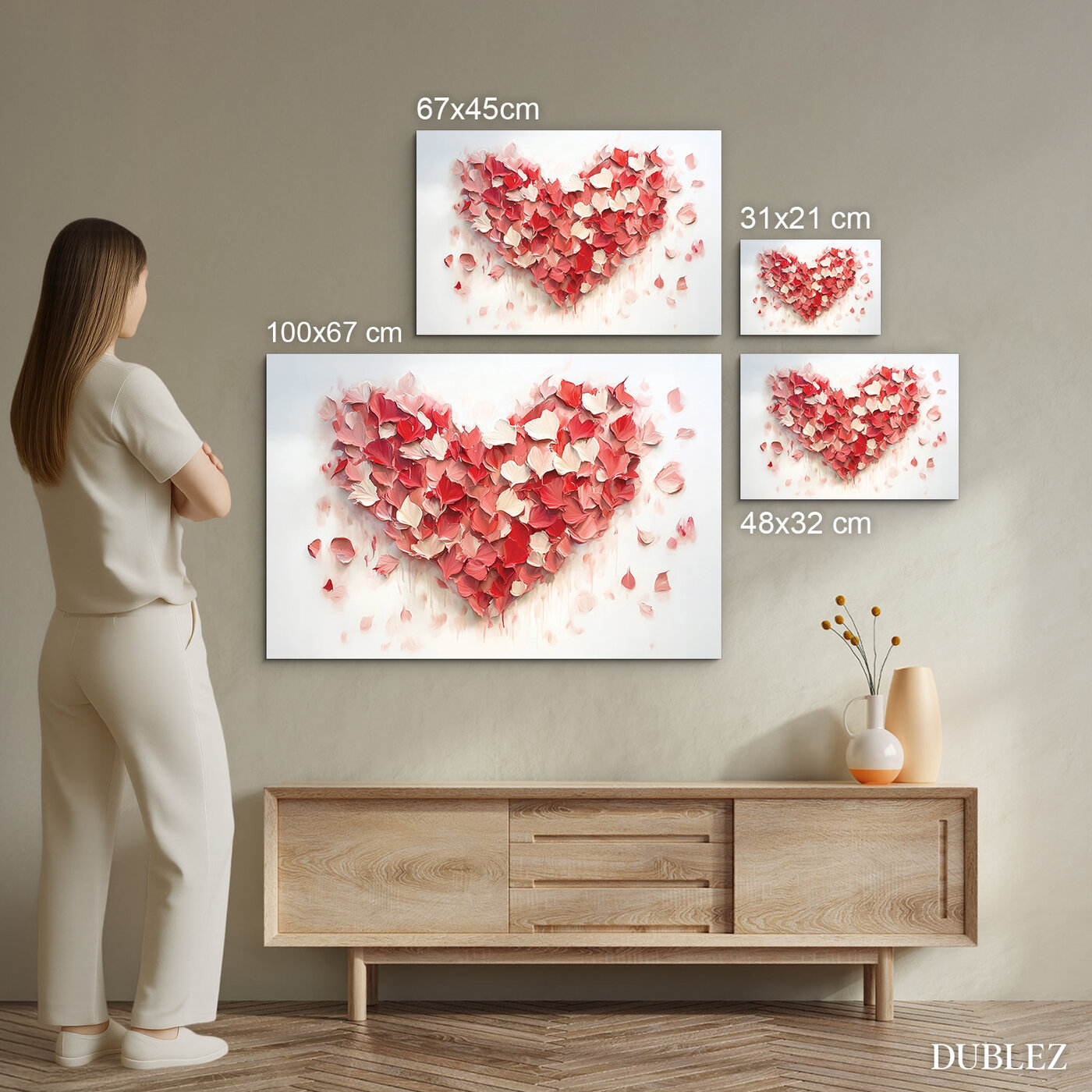 Romantic 3D Wooden Wall Art - Heart of Roses