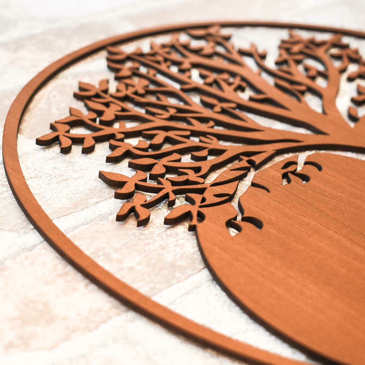 Wooden Tree of Life on the Wall - Symbiosis | Cherry