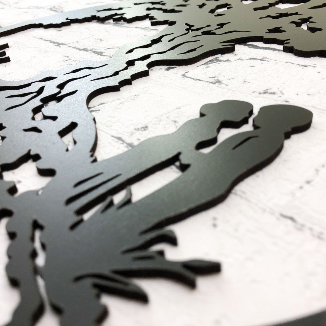 Wooden Tree of Life on the Wall - Love | Black