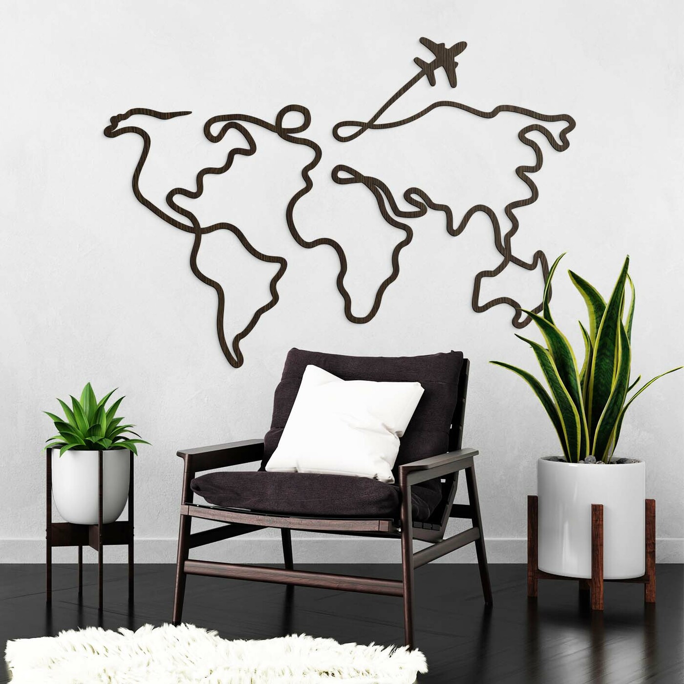 Minimalista fa világtérkép | Wenge