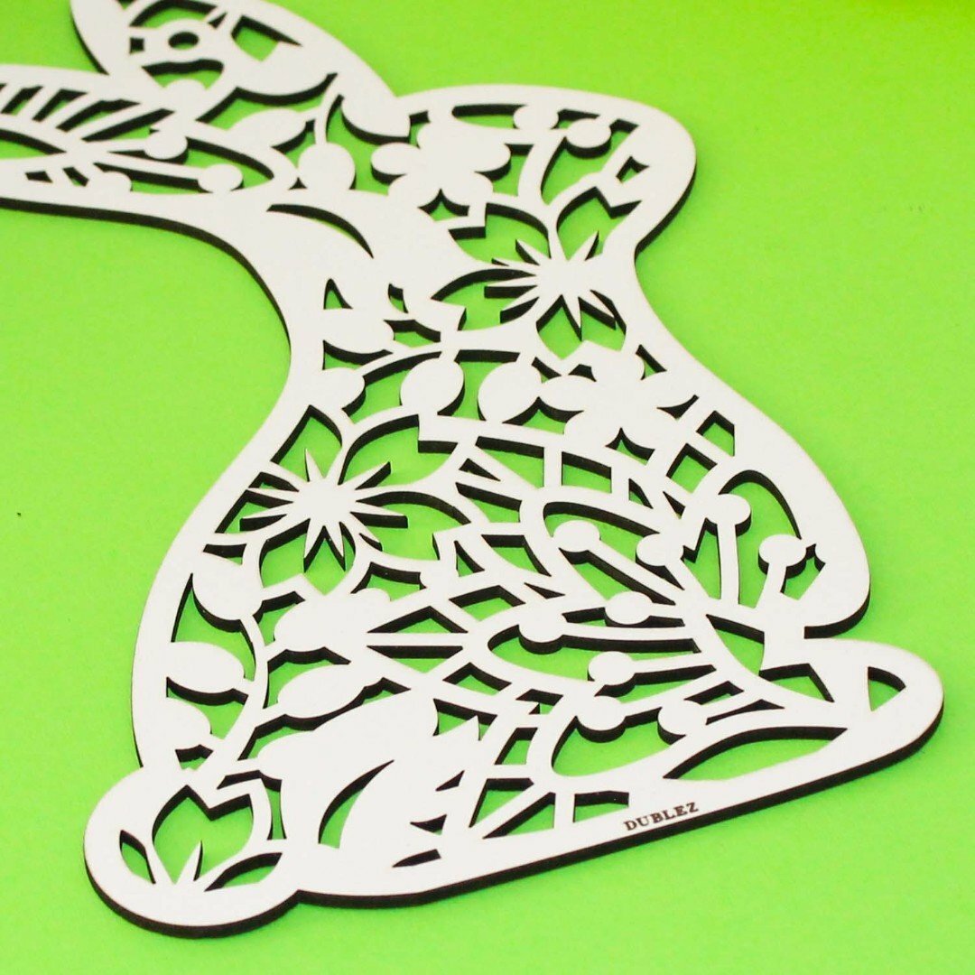 Easter Bunny - Wooden Decoration | White