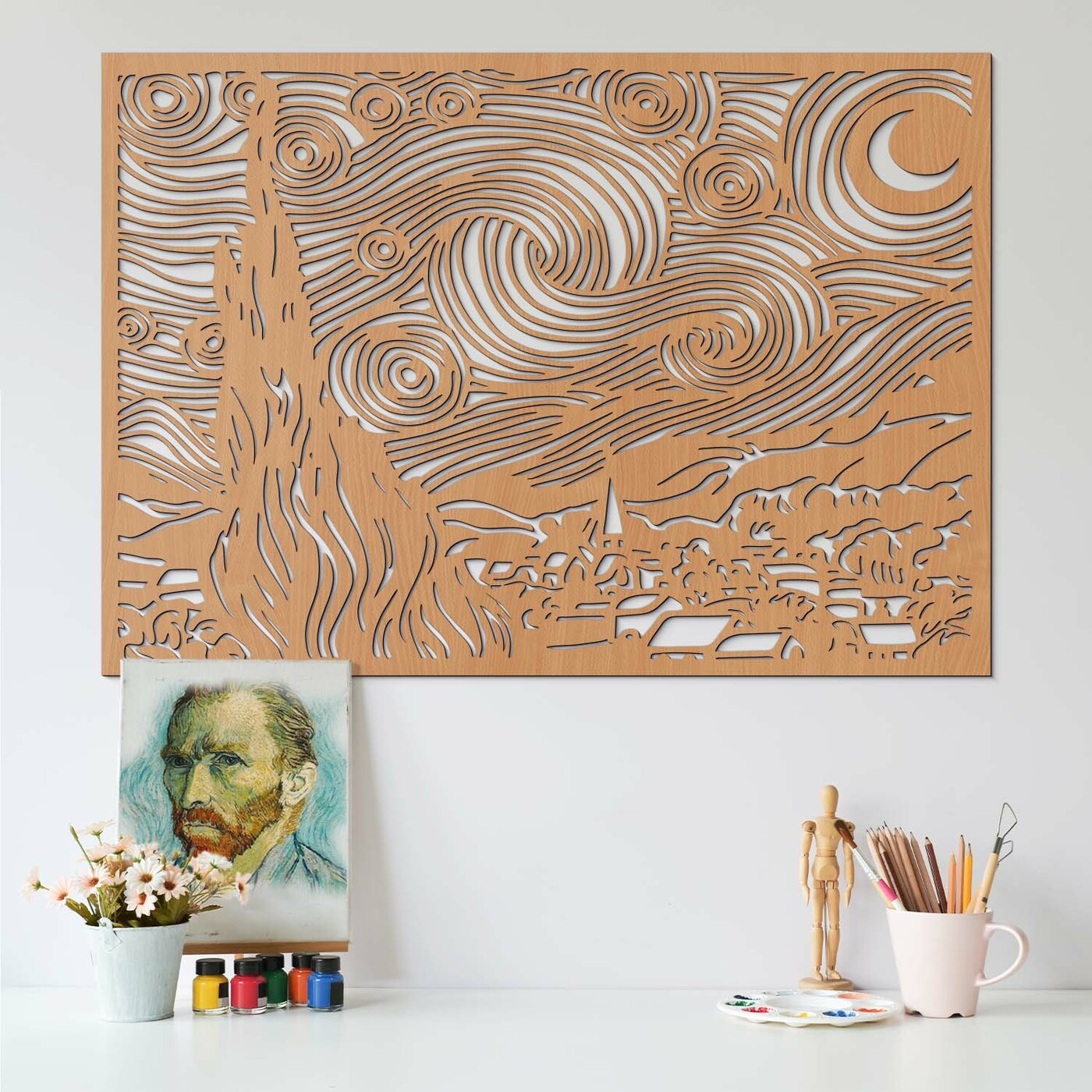 Fa falikép Vincent van Gogh - Csillagos éj | Bükk