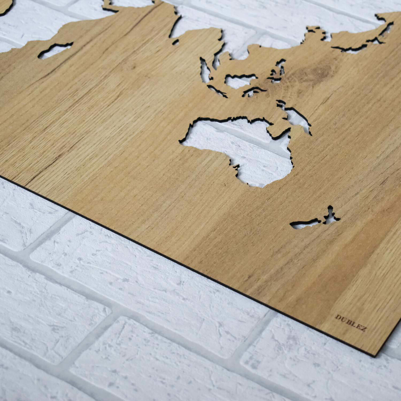 Wooden World Map on the Wall - Picture | Gold Craft Oak