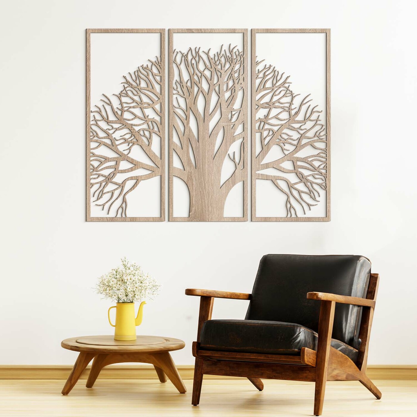 Multi-Part Picture on the Wall - Wooden Tree | Oak Sonoma