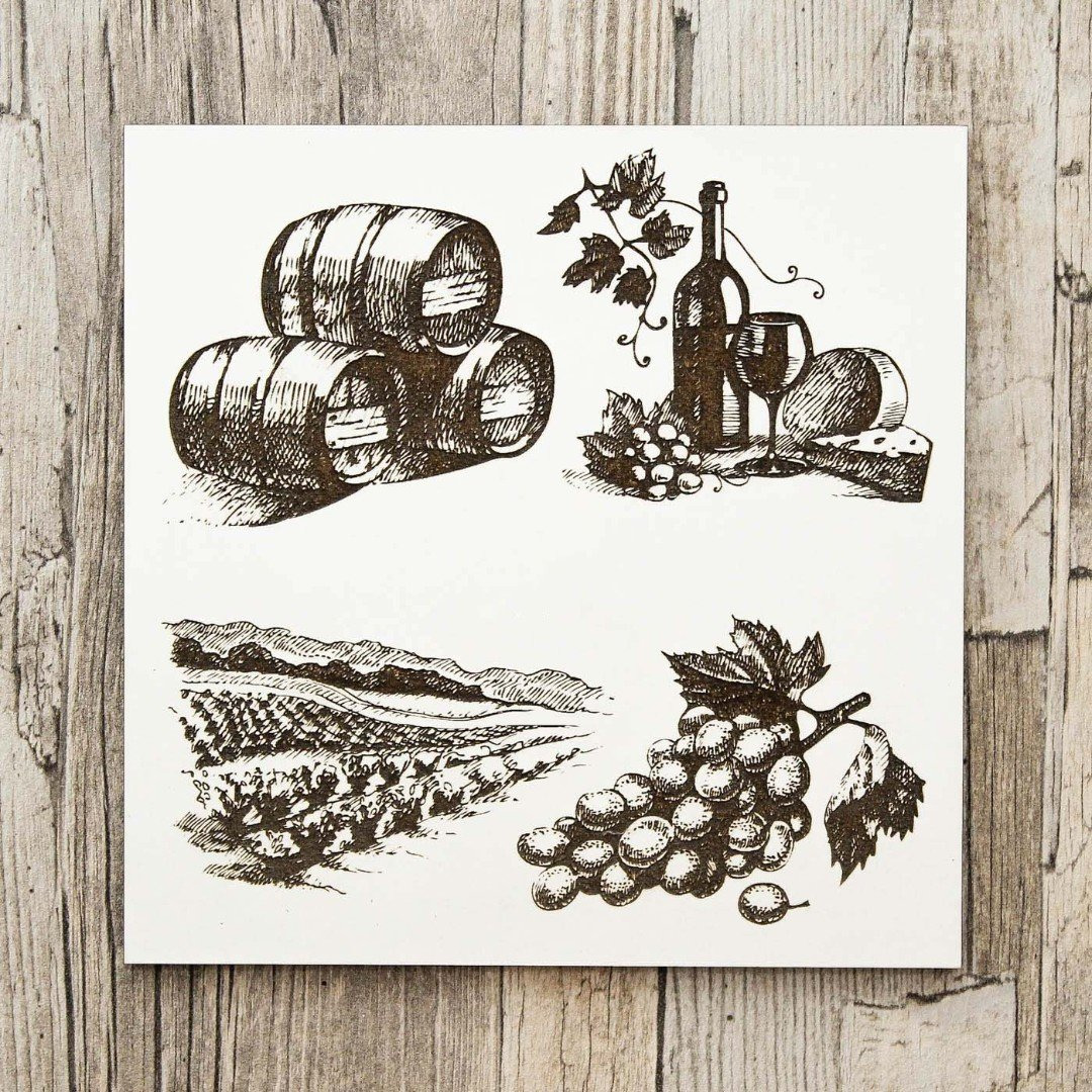 3D Engraved Picture - Wine | White
