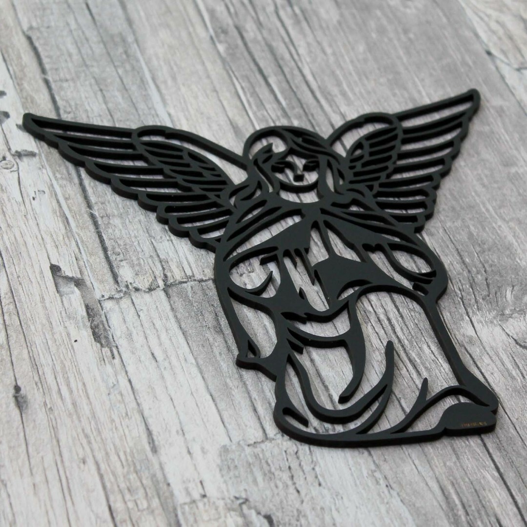 Wooden Picture - Guardian Angel | Black