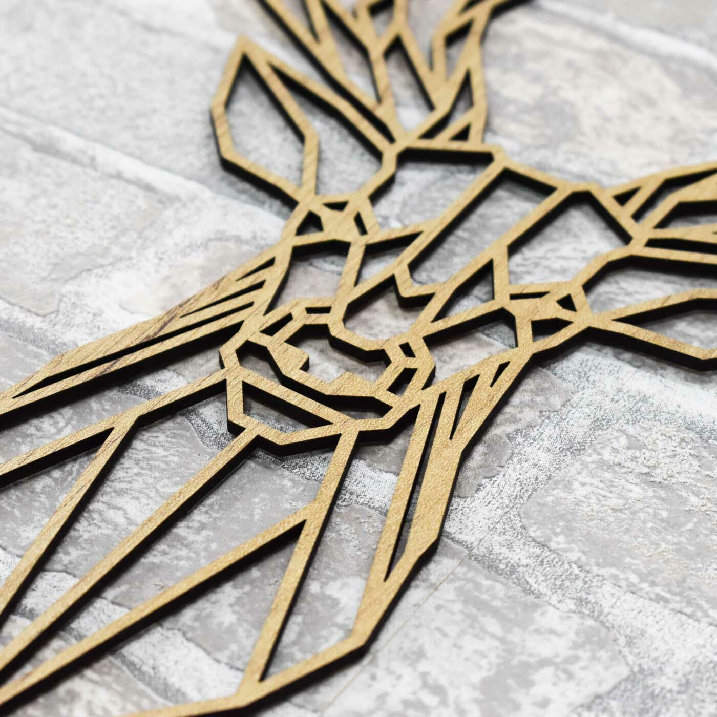 Large Wooden Wall Art - Polygonal Deer | Gold Craft Oak